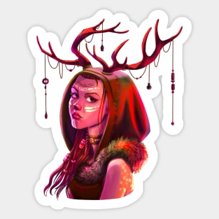 Shaman Girl Deer Sticker